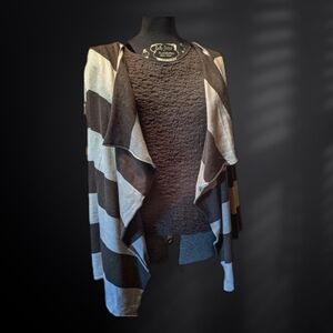 Coordinated set open front knit cardigan and blouse size L